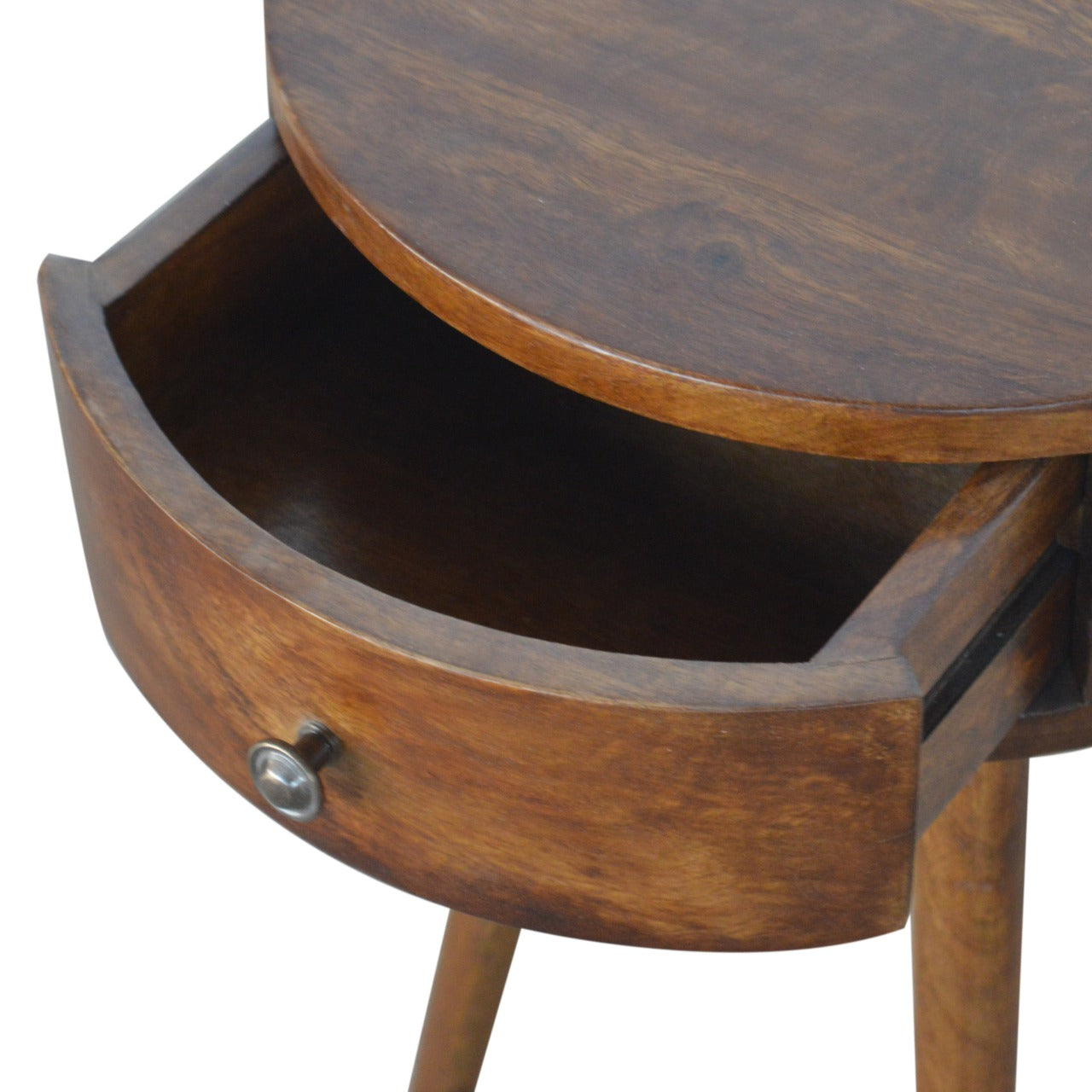 Nordic Chestnut Circular Nightstand - Solid Mango Wood