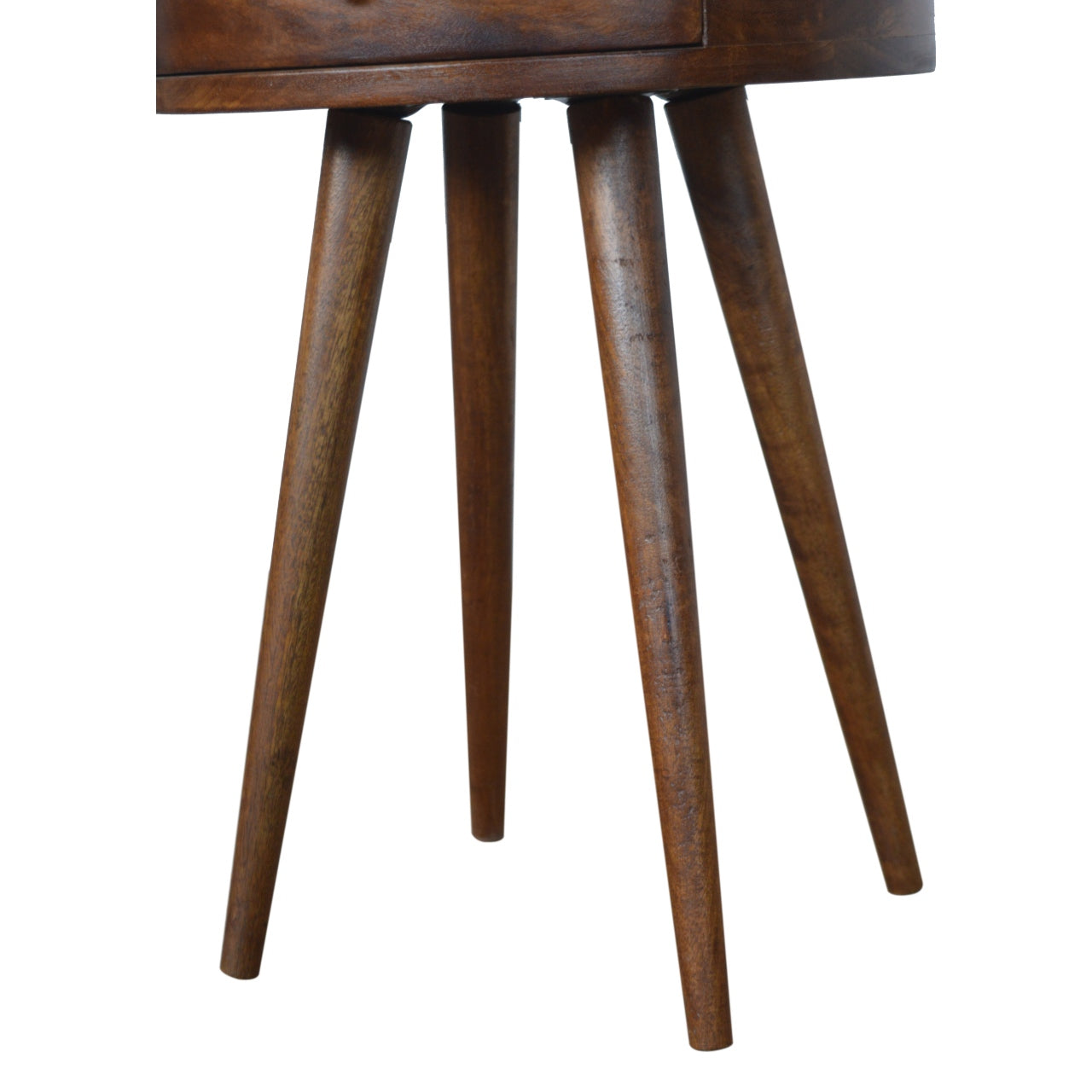 Nordic Chestnut Circular Nightstand - Solid Mango Wood