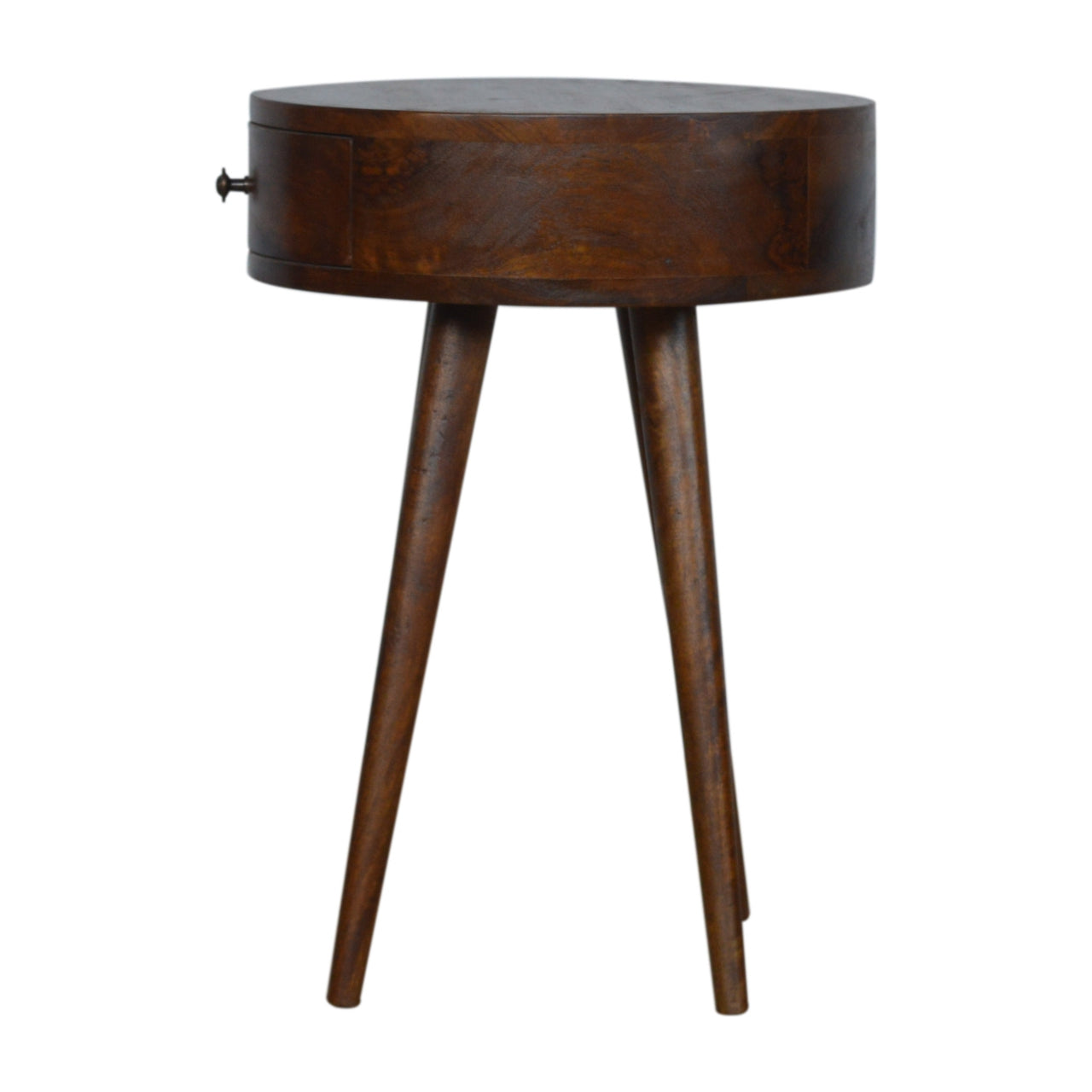 Nordic Chestnut Circular Nightstand - Solid Mango Wood