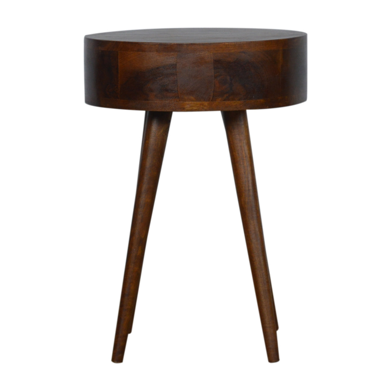 Nordic Chestnut Circular Nightstand - Solid Mango Wood