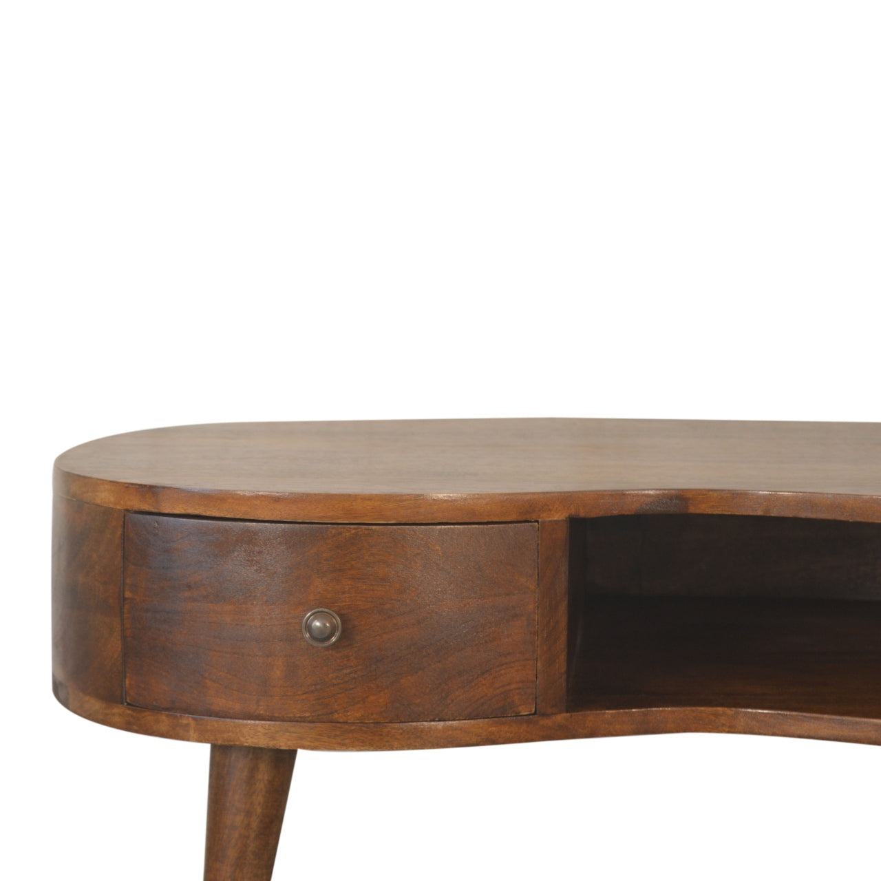 Chestnut Wave Coffee Table - Solid Mango Wood with Drawer