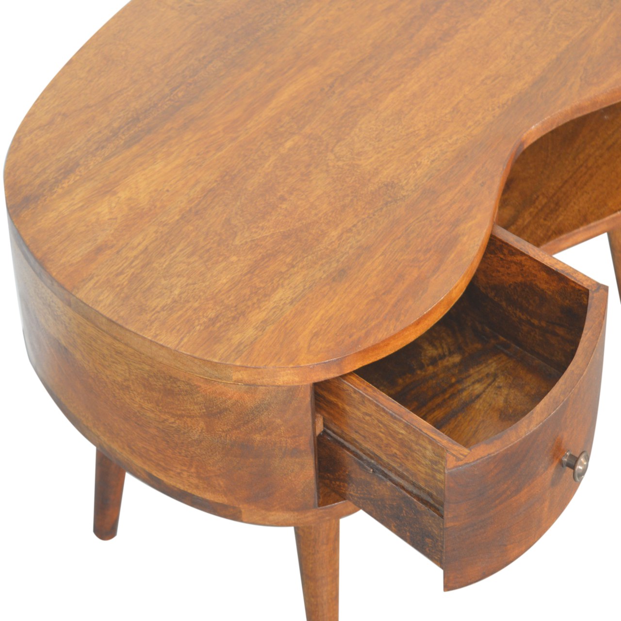 Chestnut Wave Coffee Table - Solid Mango Wood with Drawer