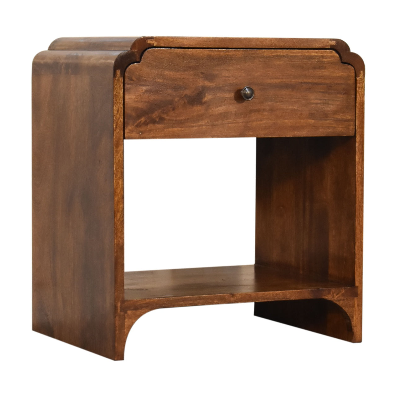 Newton Nightstand - Solid Mango Wood Chestnut Finish