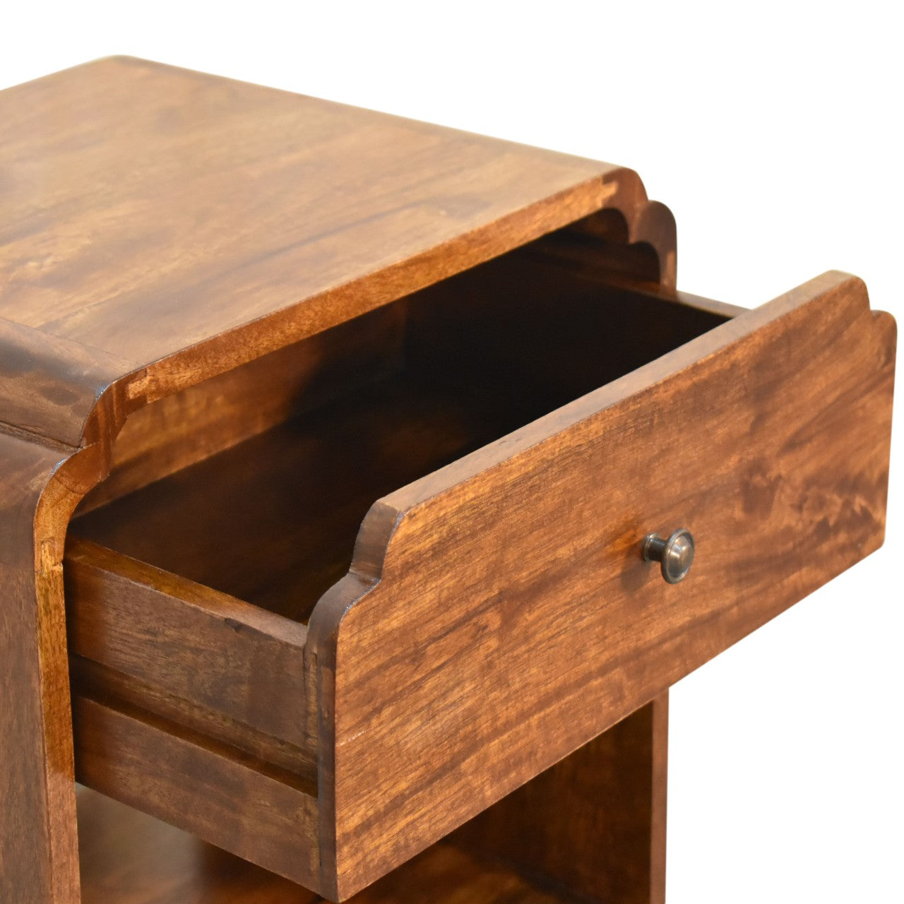 Newton Nightstand - Solid Mango Wood Chestnut Finish