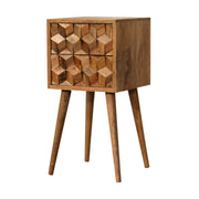 Mini Cube Carved 2 Drawer Nightstand - Solid Mango Wood