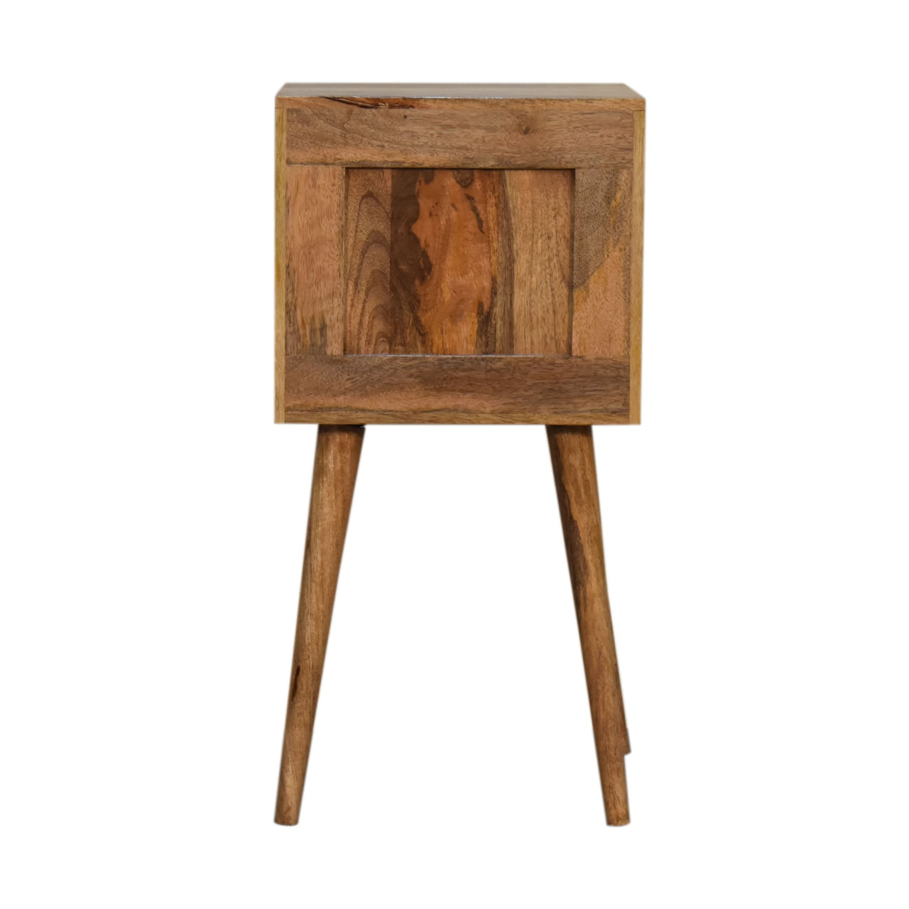 Mini Cube Carved 2 Drawer Nightstand - Solid Mango Wood
