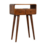 Mini Chestnut Console Table with 2 Drawers and 1 Slot