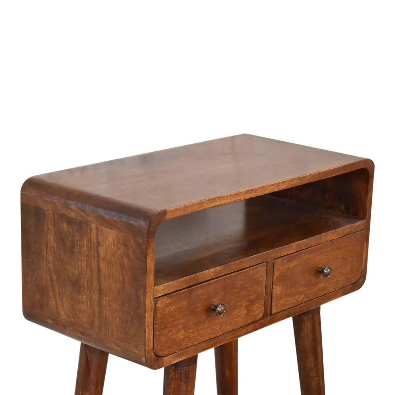 Mini Chestnut Console Table with 2 Drawers and 1 Slot