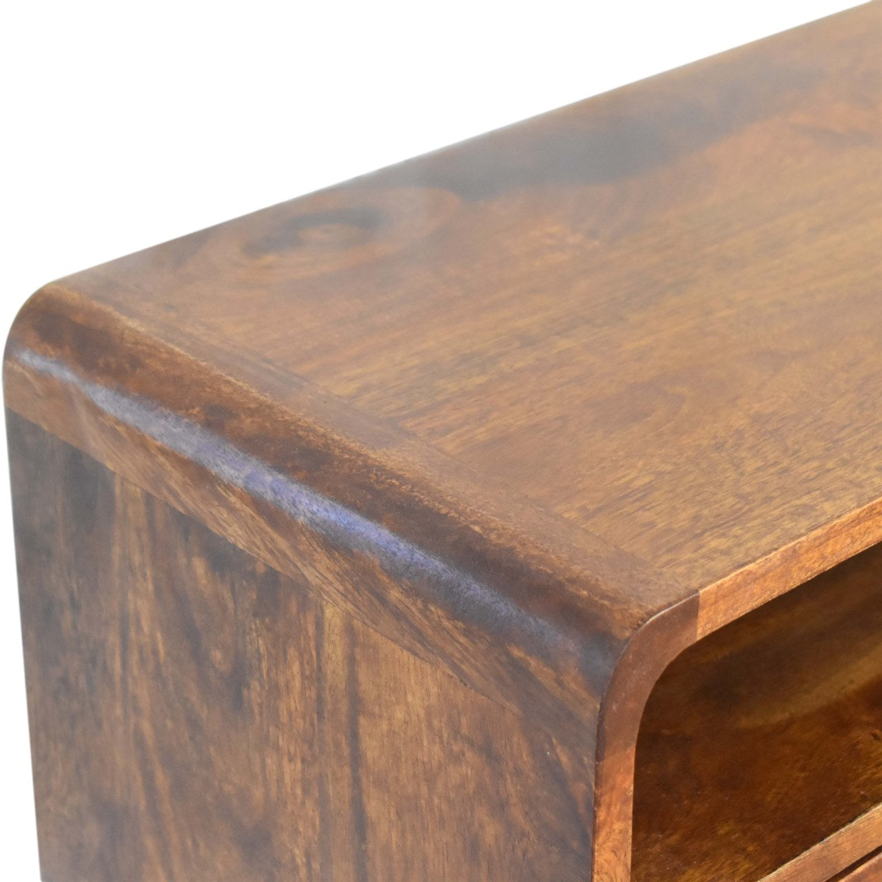 Mini Chestnut Console Table with 2 Drawers and 1 Slot