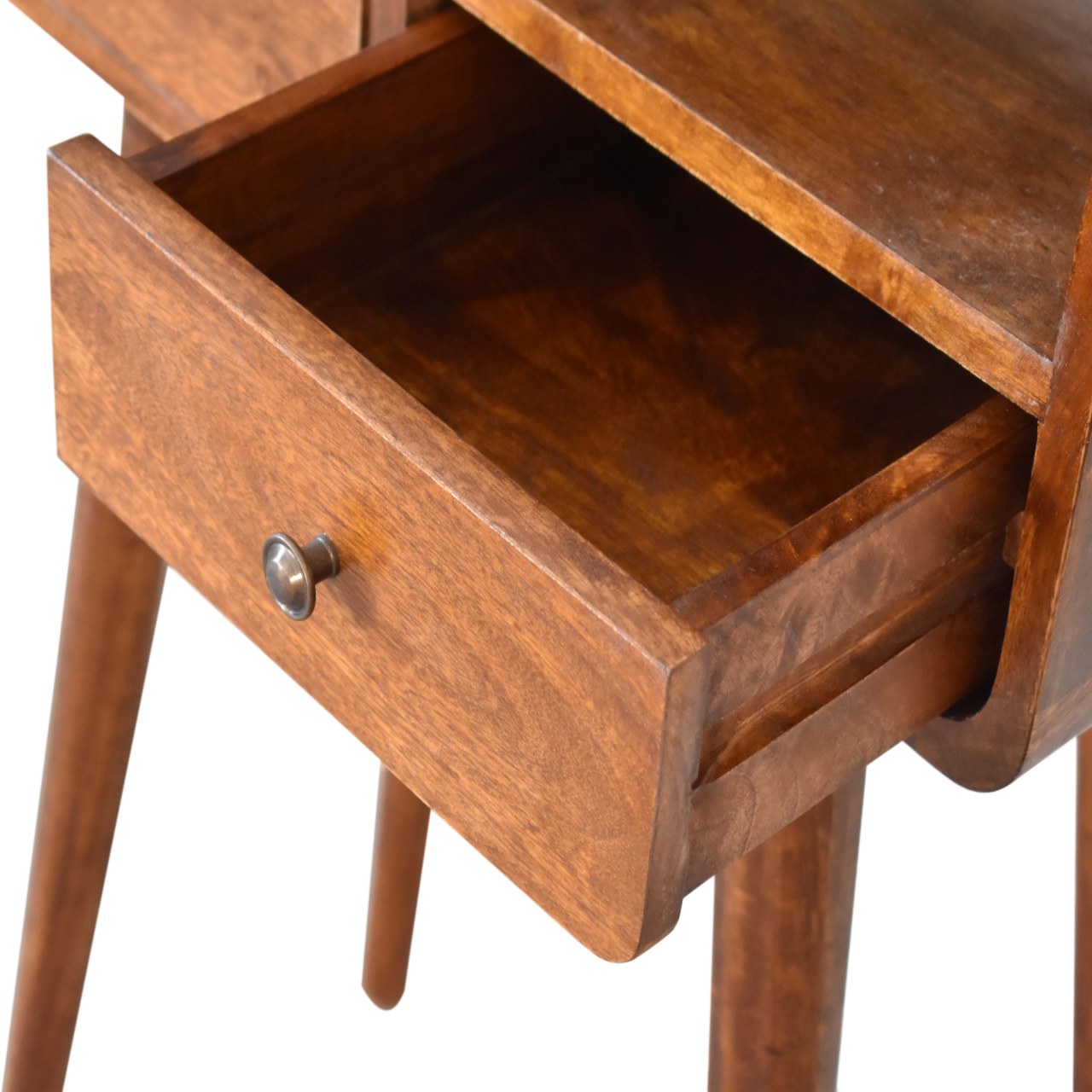 Mini Chestnut Console Table with 2 Drawers and 1 Slot
