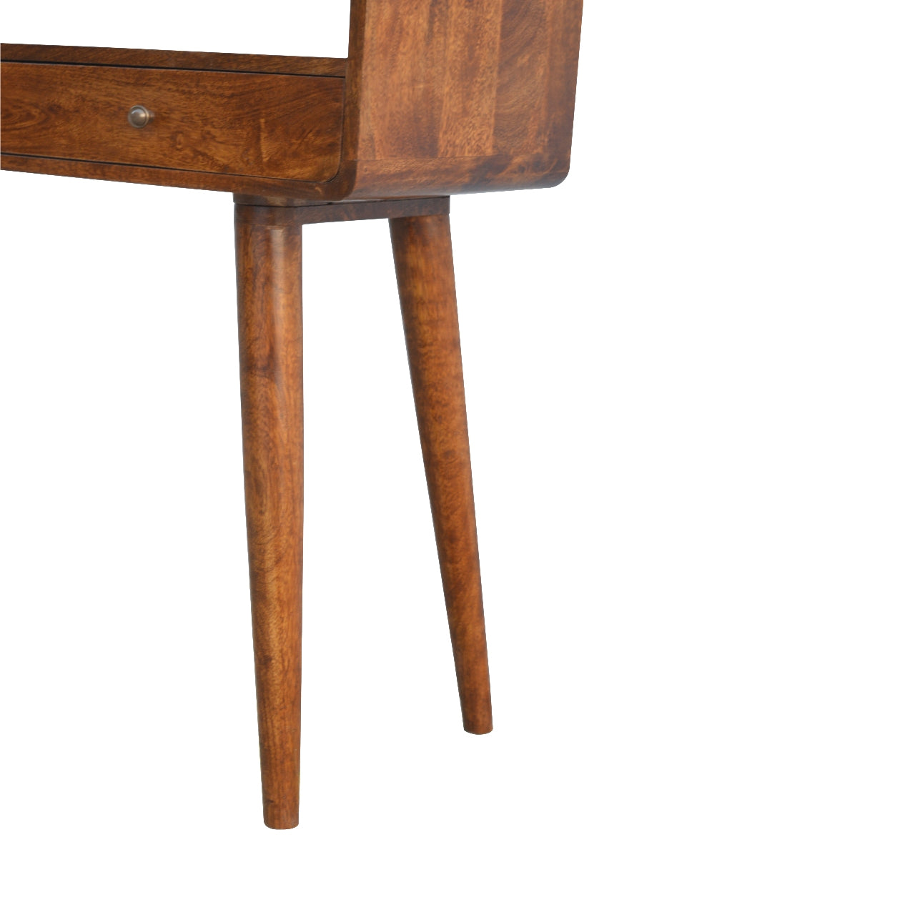 Curved Chestnut Console Table - Solid Mango Wood with 2 Drawers