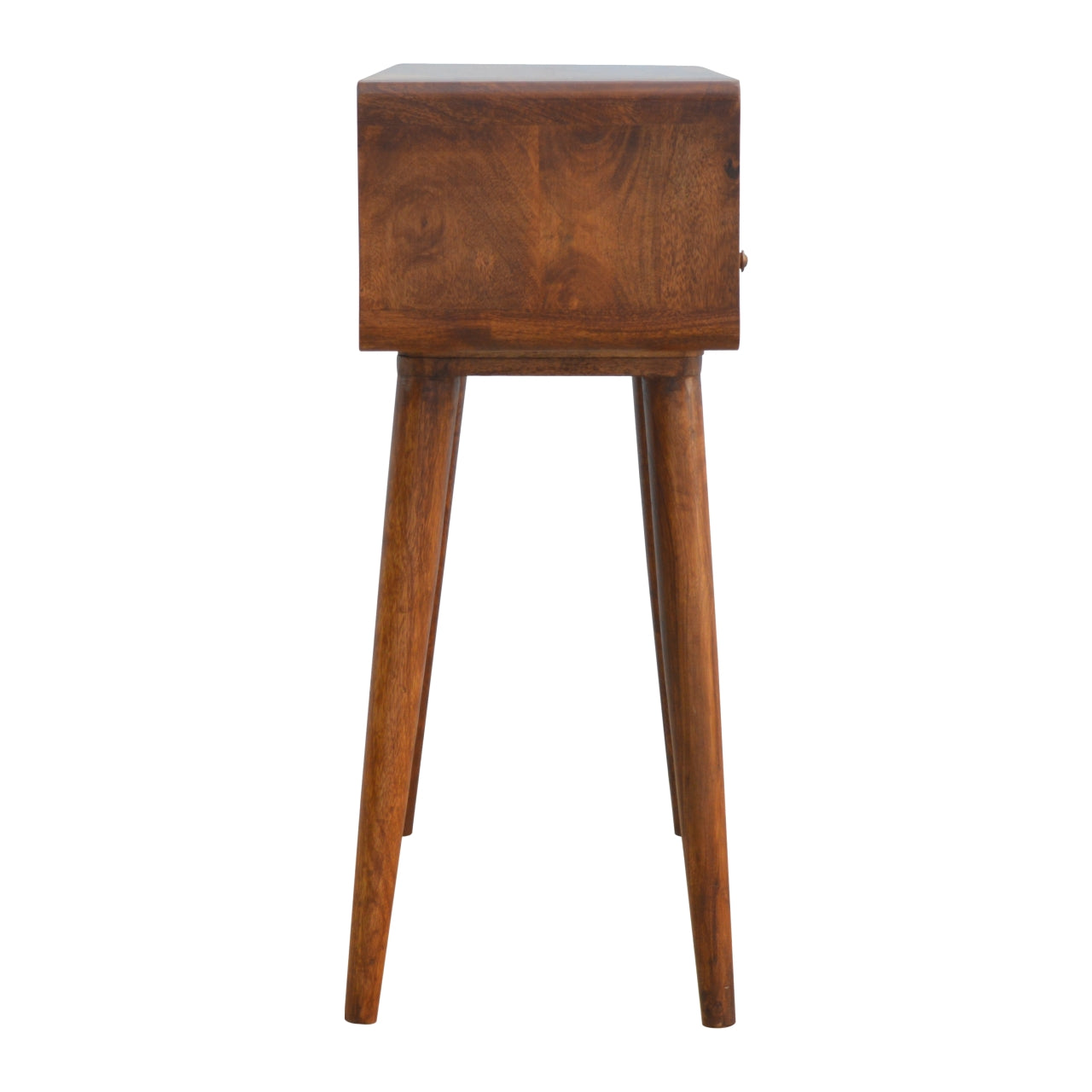 Curved Chestnut Console Table - Solid Mango Wood with 2 Drawers