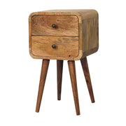 Mini Curved Nightstand - 100% Solid Mango Wood Oak Finish