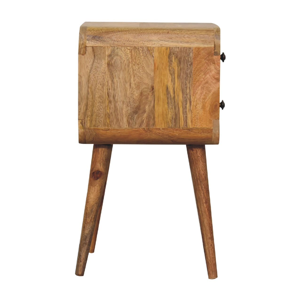 Mini Curved Nightstand - 100% Solid Mango Wood Oak Finish