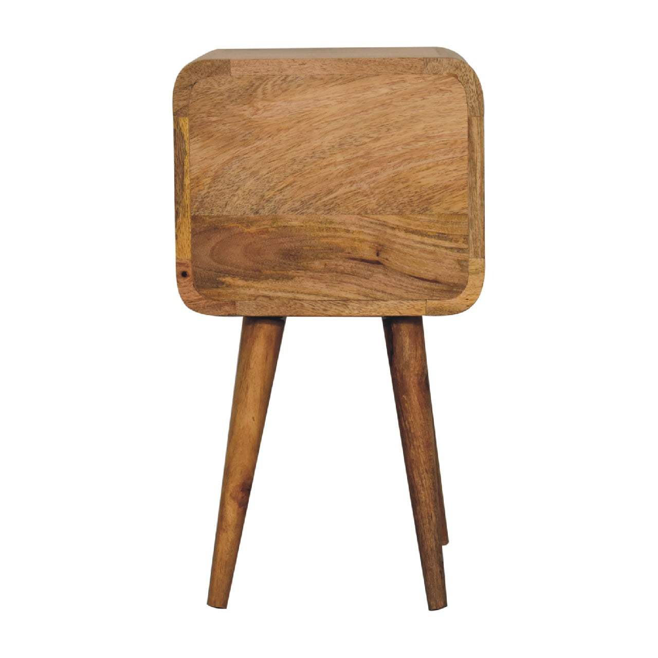 Mini Curved Nightstand - 100% Solid Mango Wood Oak Finish