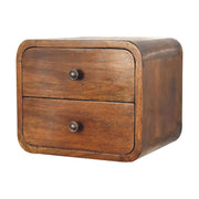 Floating Mini Chestnut Nightstand - Solid Mango Wood 2 Drawers