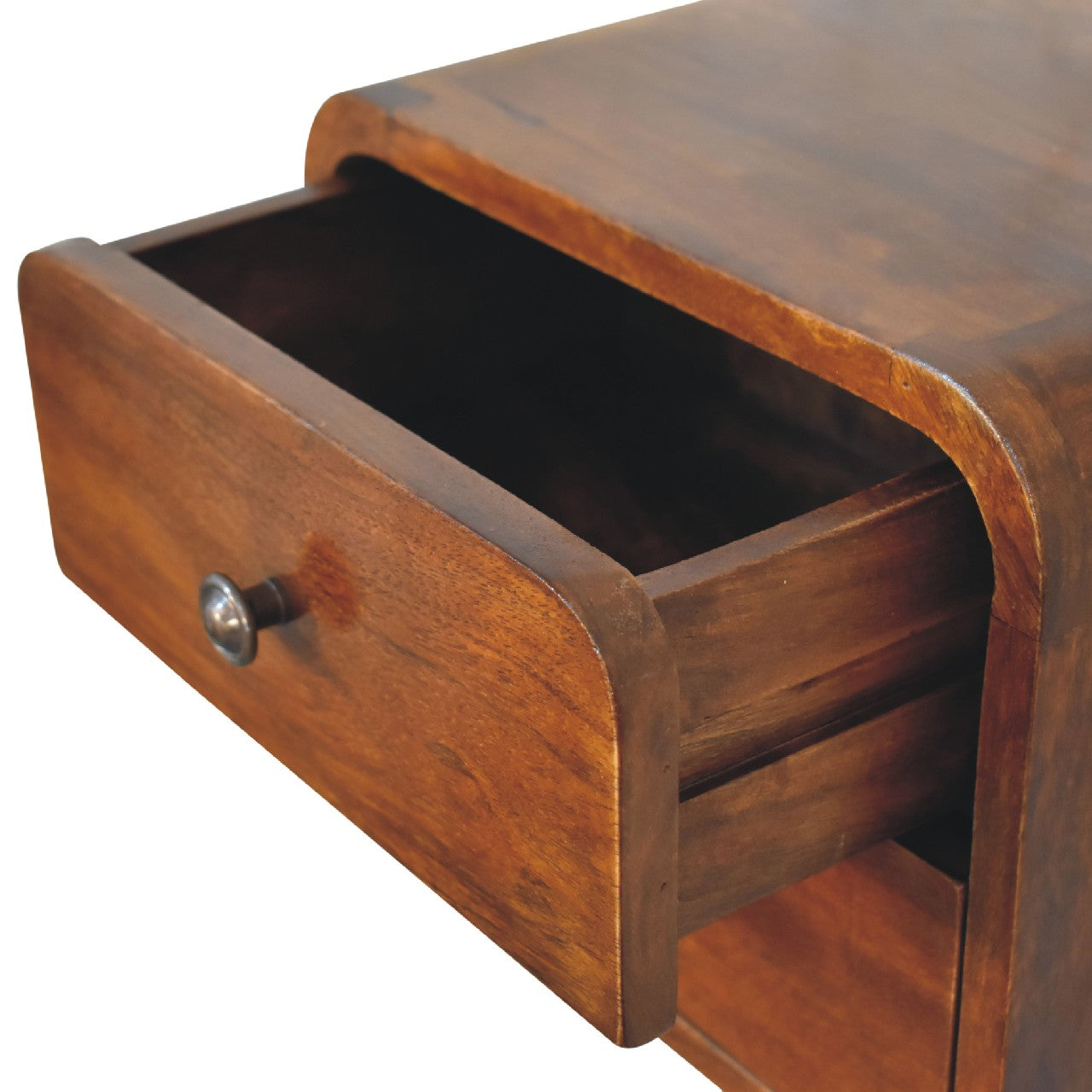 Floating Mini Chestnut Nightstand - Solid Mango Wood 2 Drawers