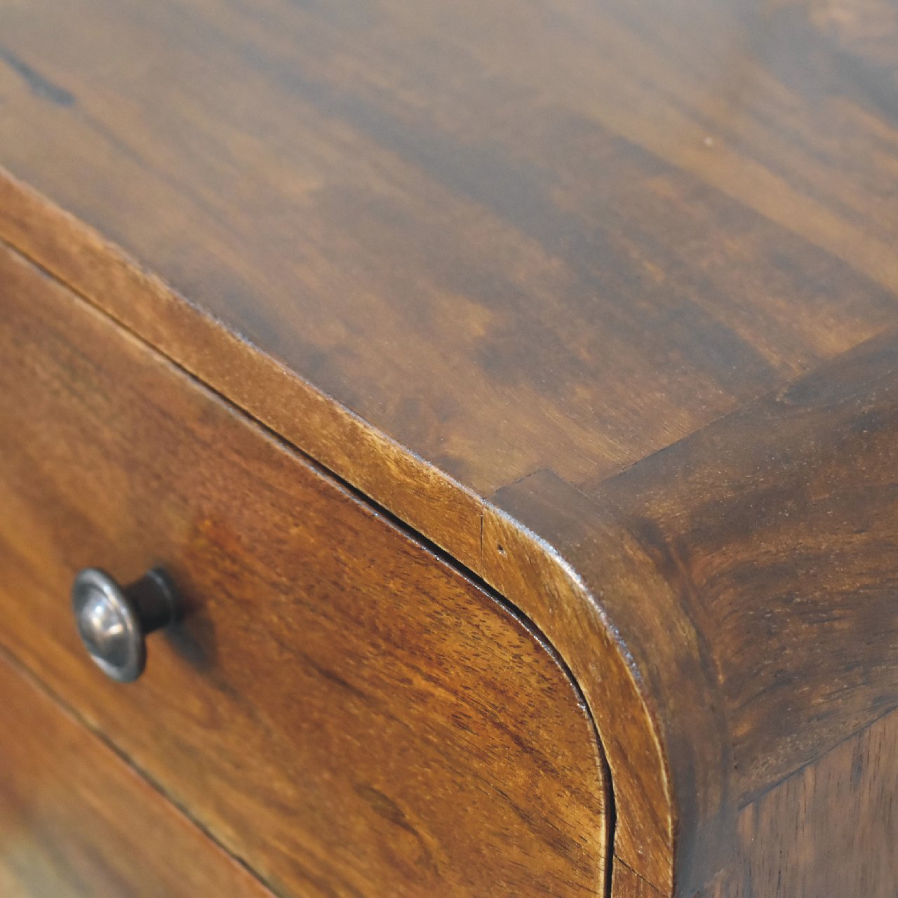 Floating Mini Chestnut Nightstand - Solid Mango Wood 2 Drawers