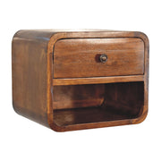 Mini Curve Floating Nightstand - Chestnut Solid Mango Wood