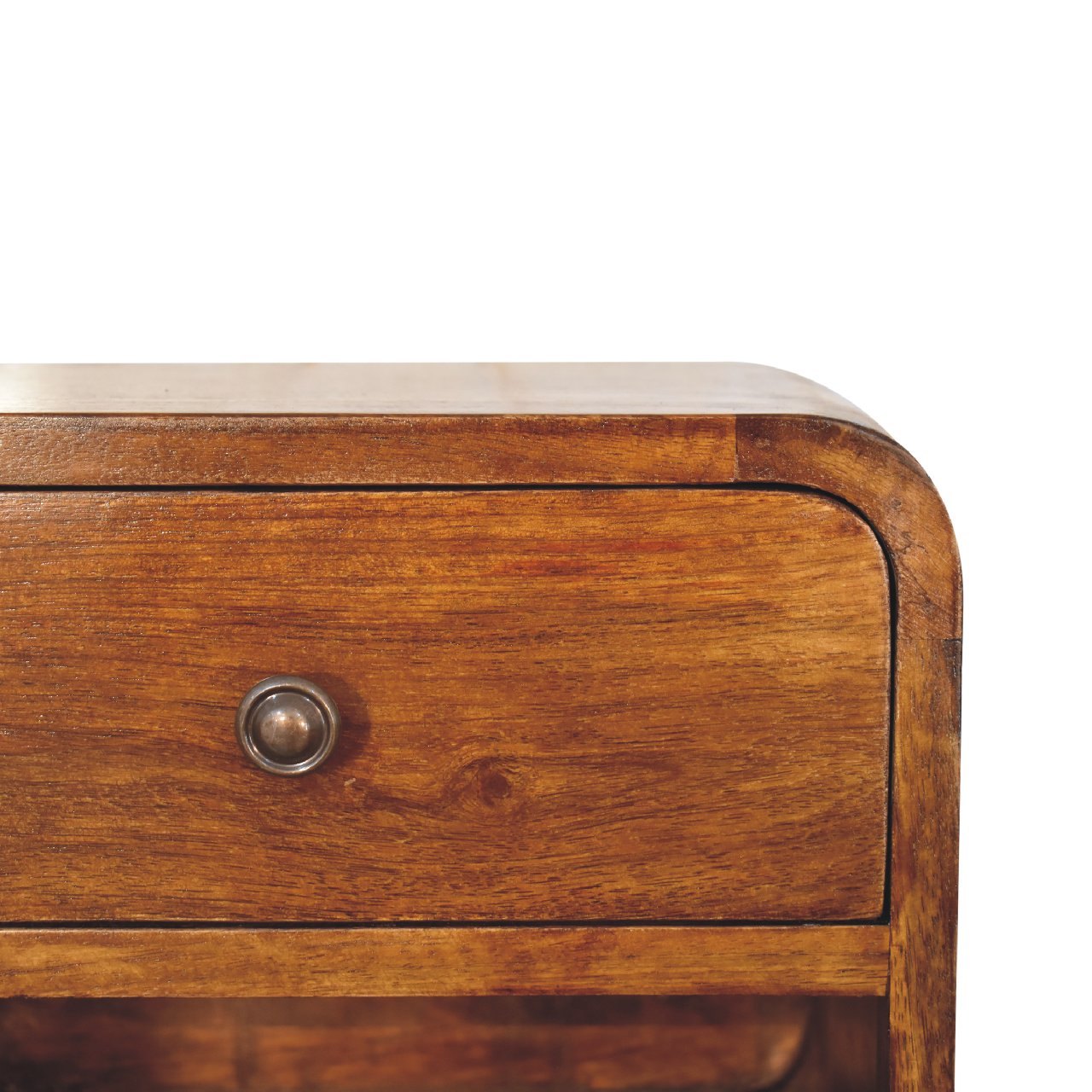 Mini Curve Floating Nightstand - Chestnut Solid Mango Wood