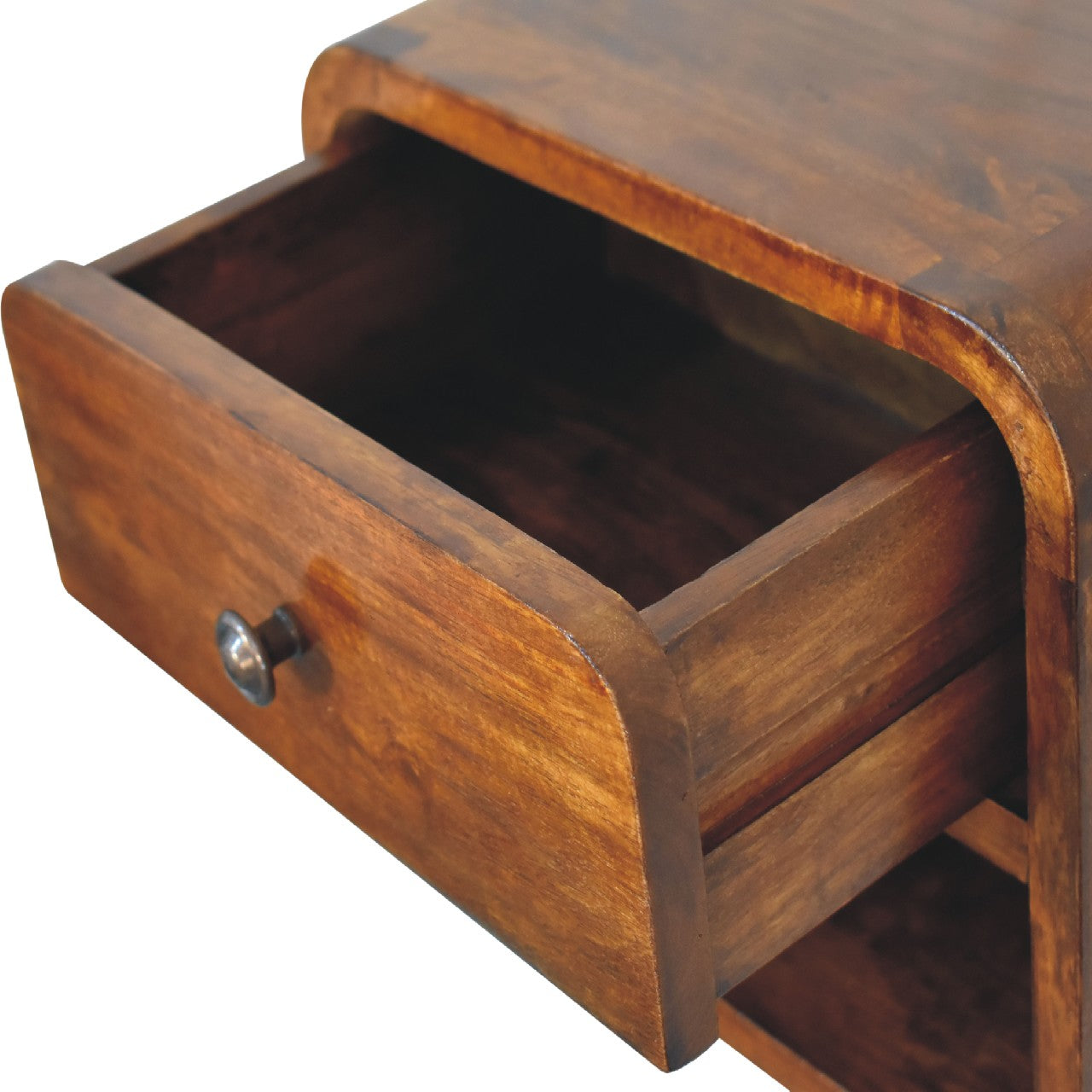 Mini Curve Floating Nightstand - Chestnut Solid Mango Wood