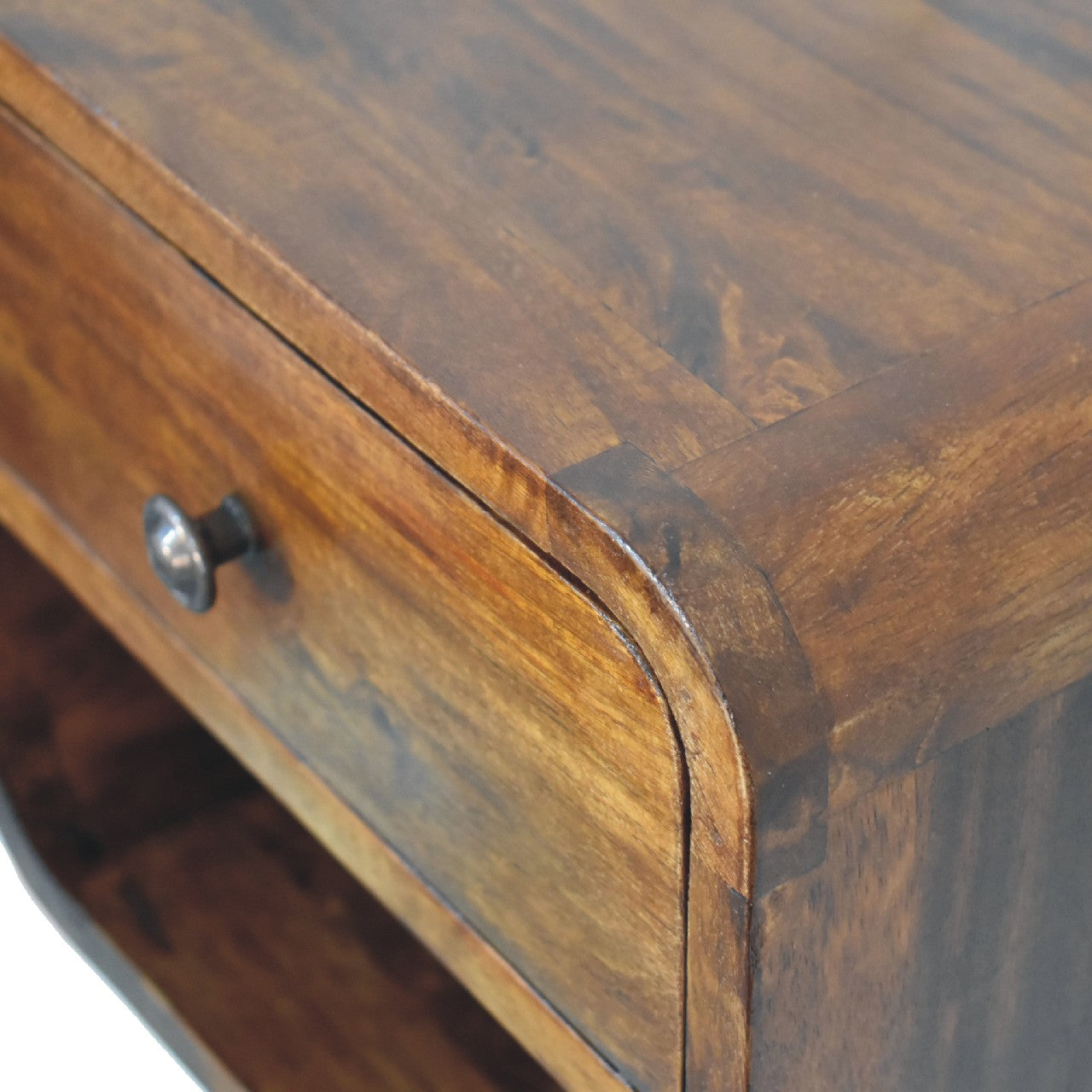 Mini Curve Floating Nightstand - Chestnut Solid Mango Wood