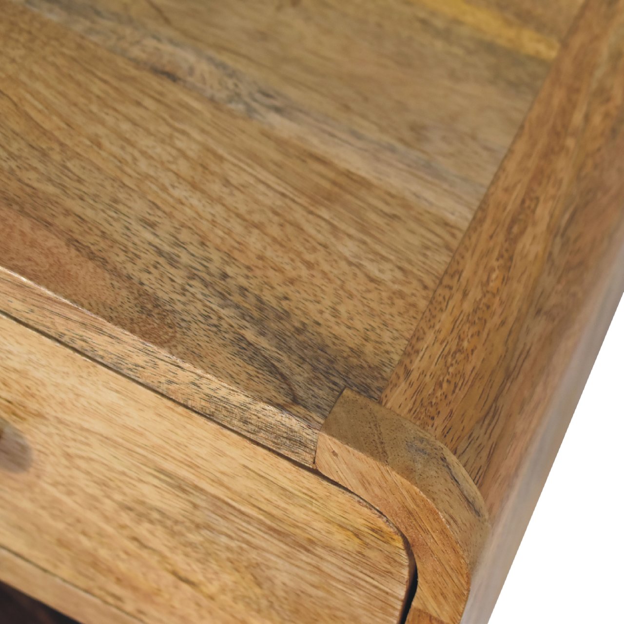 Mini Mango Wood Floating Nightstand - Oak-ish Finish 1 Drawer