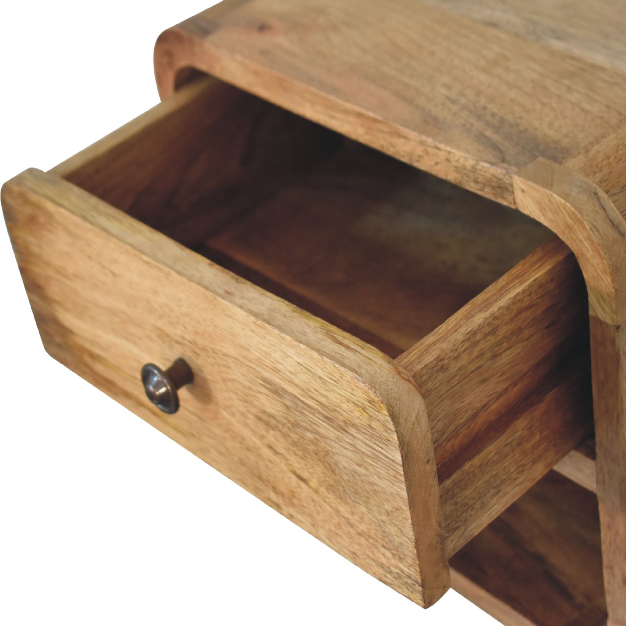 Mini Mango Wood Floating Nightstand - Oak-ish Finish 1 Drawer