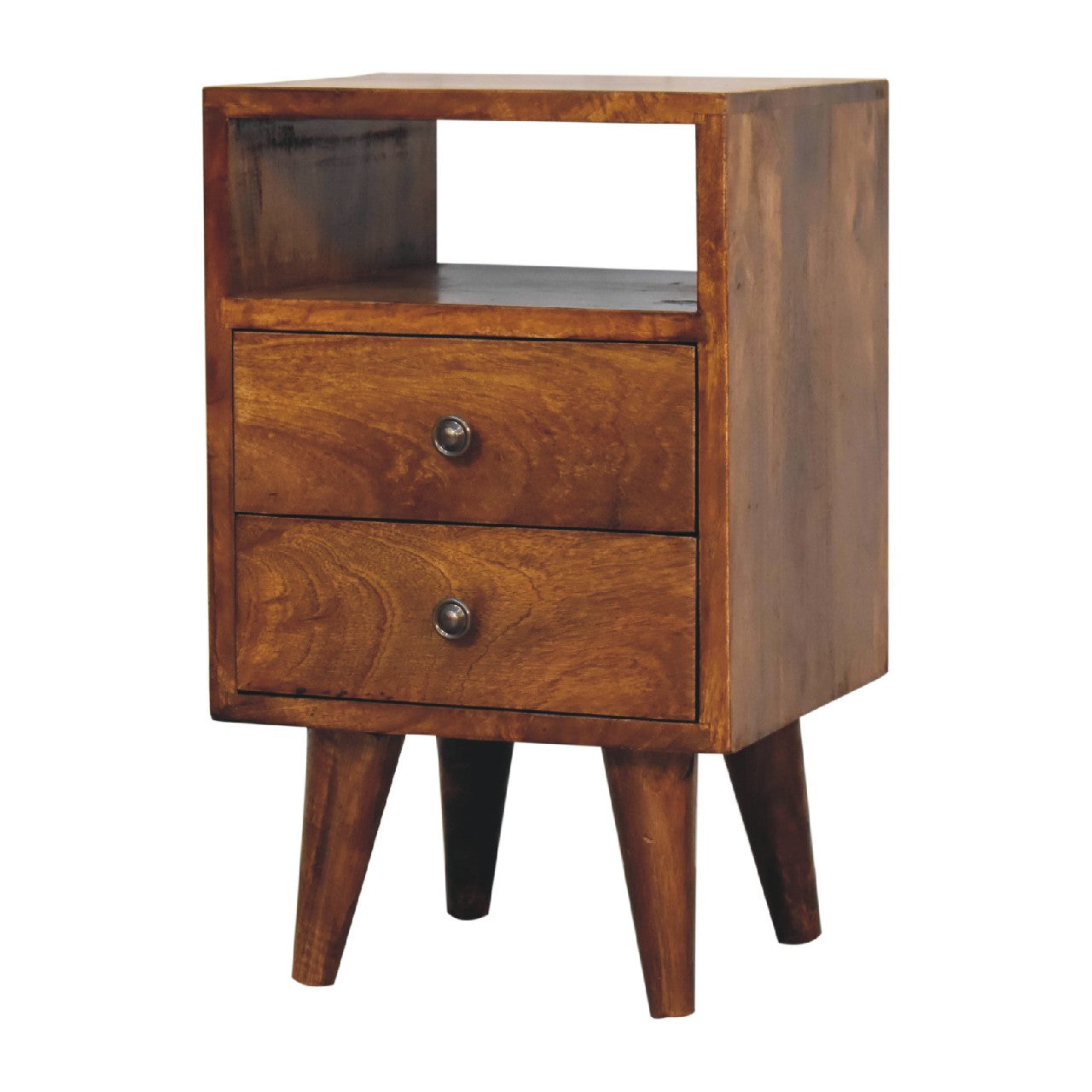 Mini Classic Chestnut Nightstand - Solid Mango Wood 1-Drawer