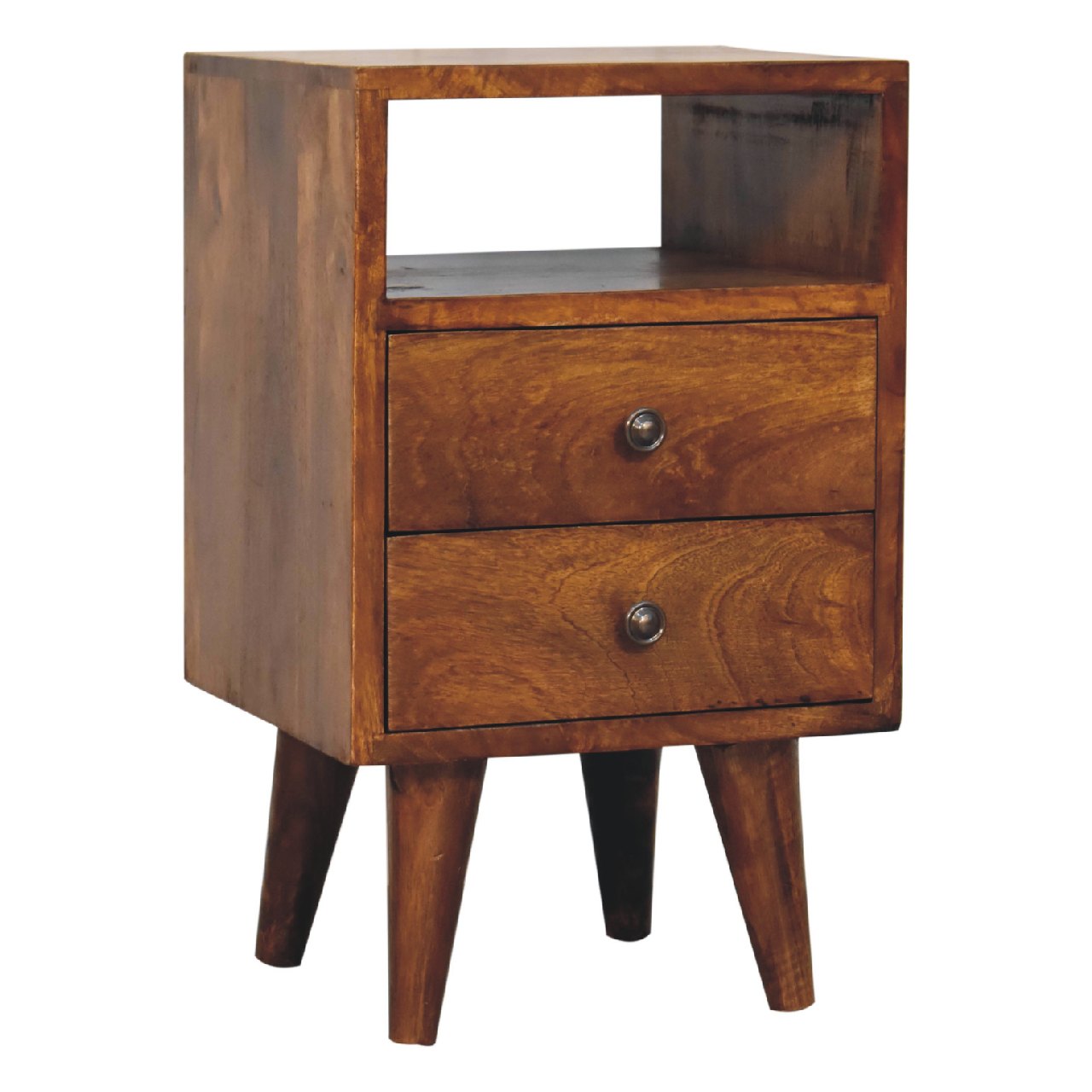 Mini Classic Chestnut Nightstand - Solid Mango Wood 1-Drawer