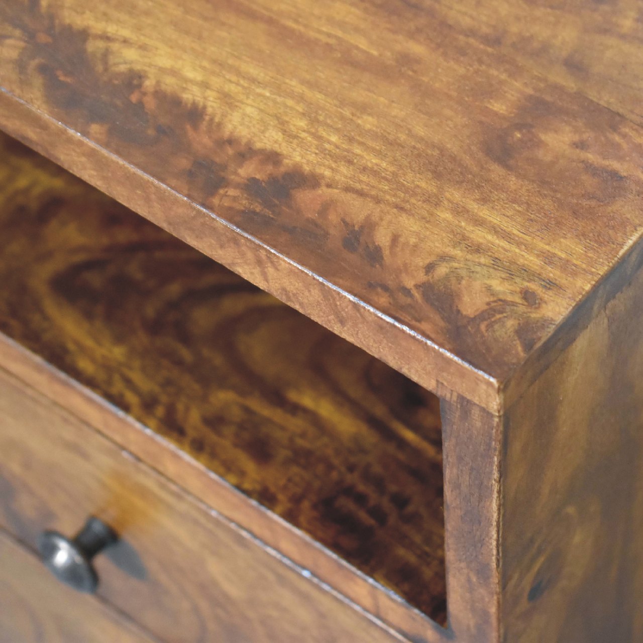 Mini Classic Chestnut Nightstand - Solid Mango Wood 1-Drawer