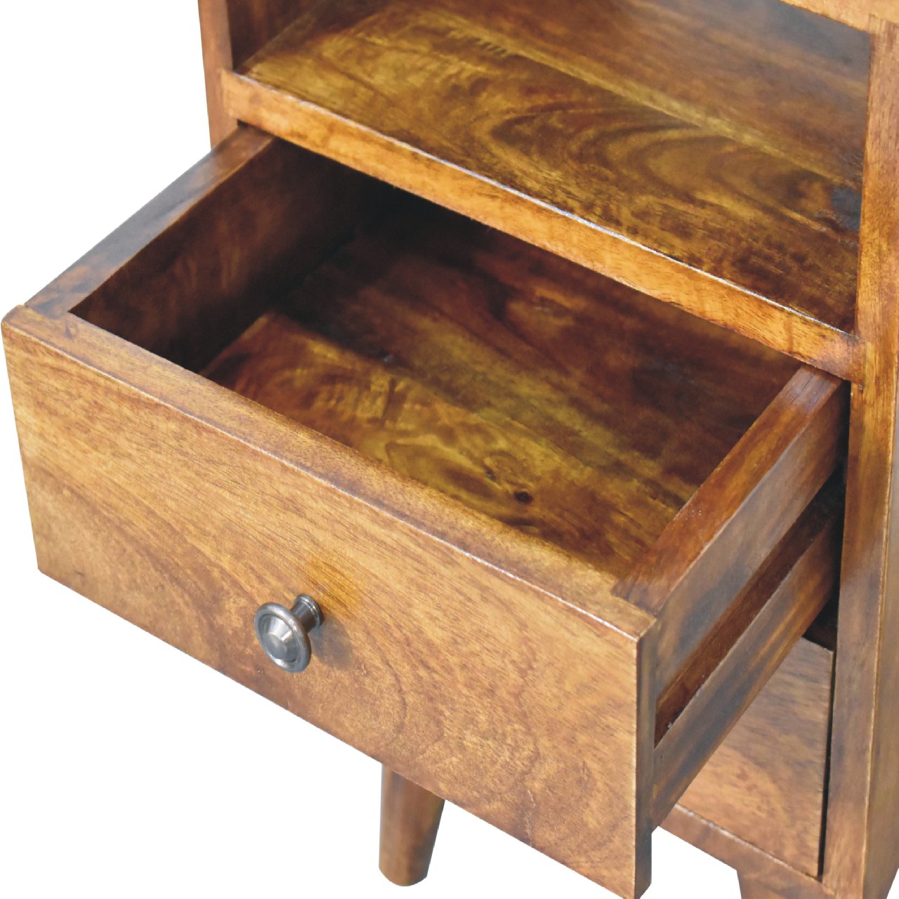 Mini Classic Chestnut Nightstand - Solid Mango Wood 1-Drawer