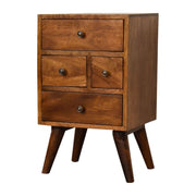 4 Drawer Solid Mango Wood Nightstand - Chestnut Finish