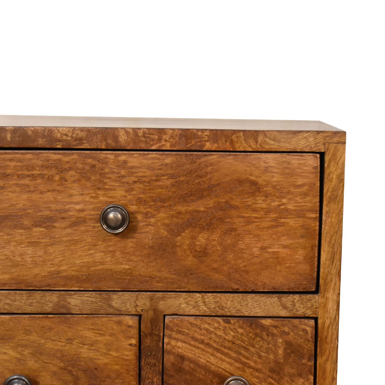 4 Drawer Solid Mango Wood Nightstand - Chestnut Finish