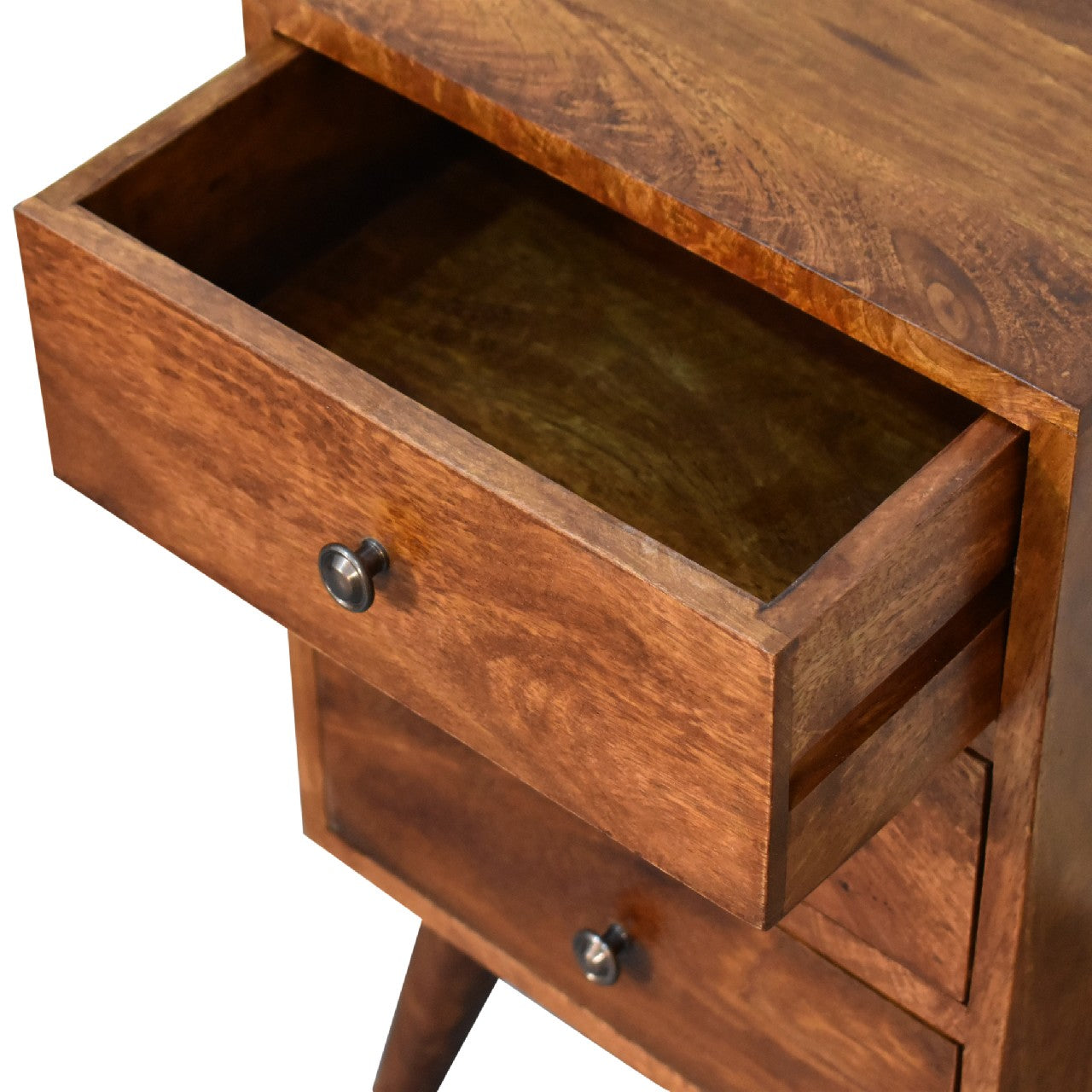 4 Drawer Solid Mango Wood Nightstand - Chestnut Finish