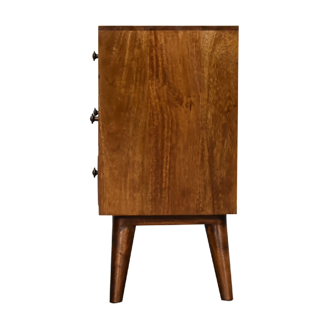4 Drawer Solid Mango Wood Nightstand - Chestnut Finish