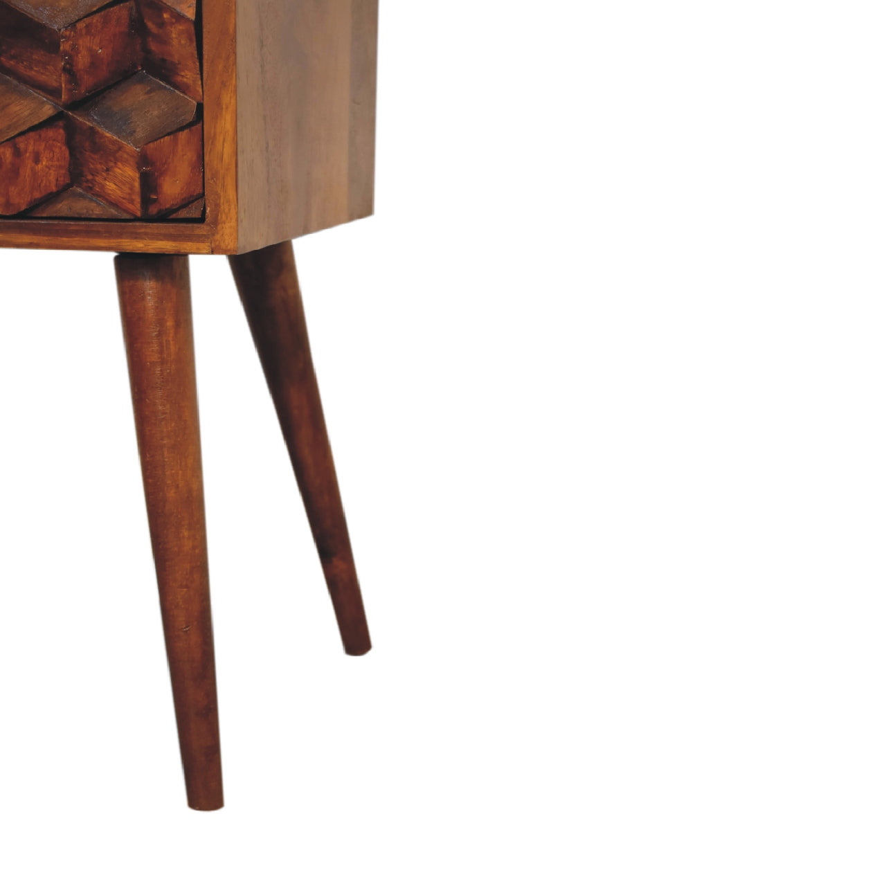 Mini Chestnut Cube 2-Drawer Nightstand - Solid Mango Wood