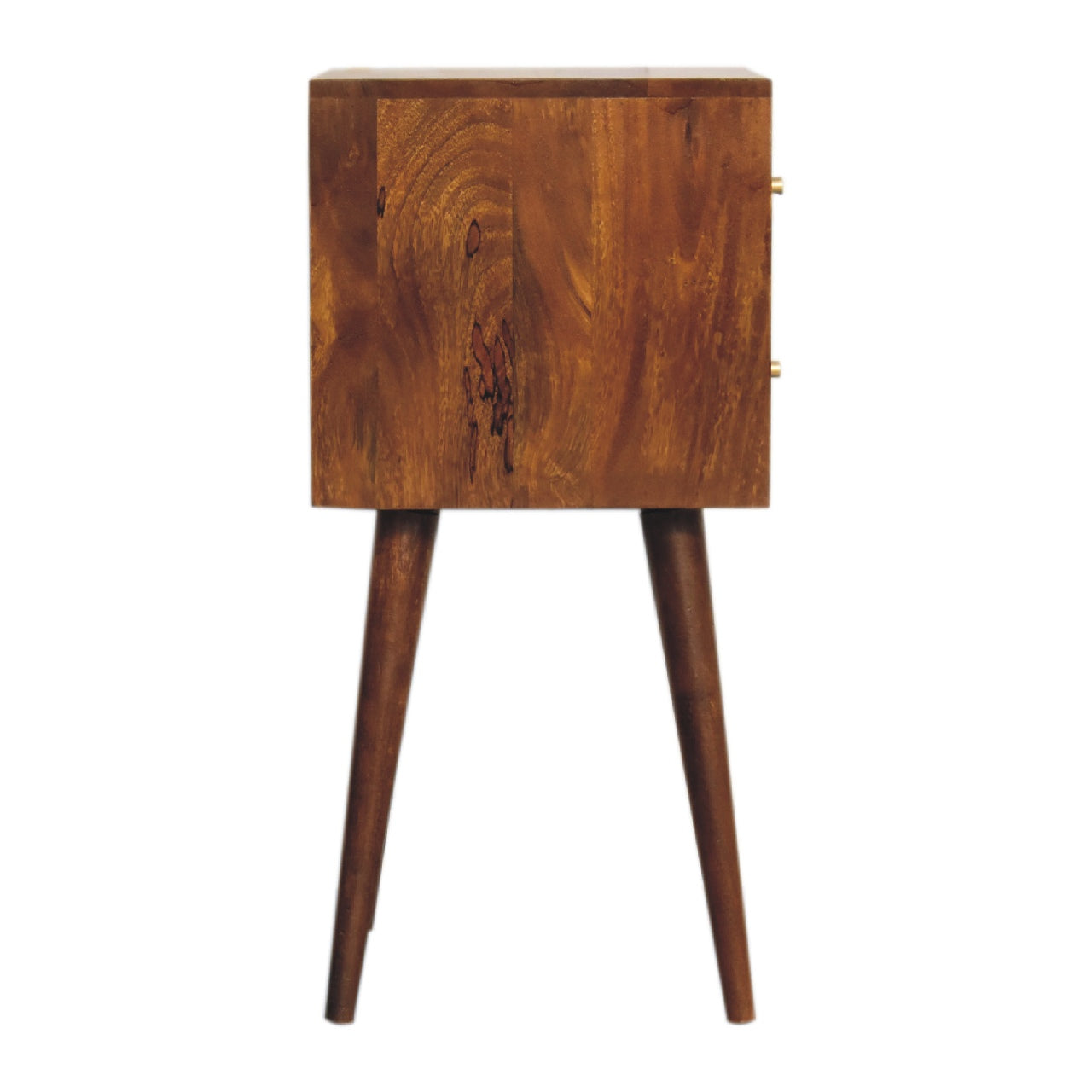 Mini Chestnut Cube 2-Drawer Nightstand - Solid Mango Wood