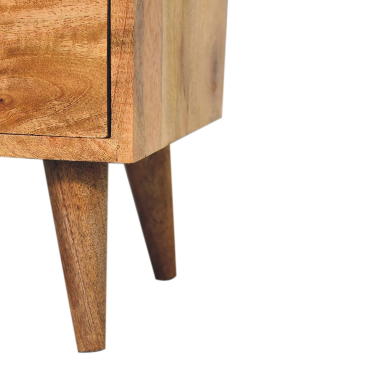 Mini Oak-ish Solid Mango Wood Nightstand - 2 Drawers & Slot