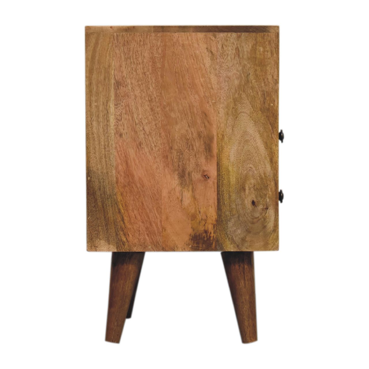 Mini Oak-ish Solid Mango Wood Nightstand - 2 Drawers & Slot