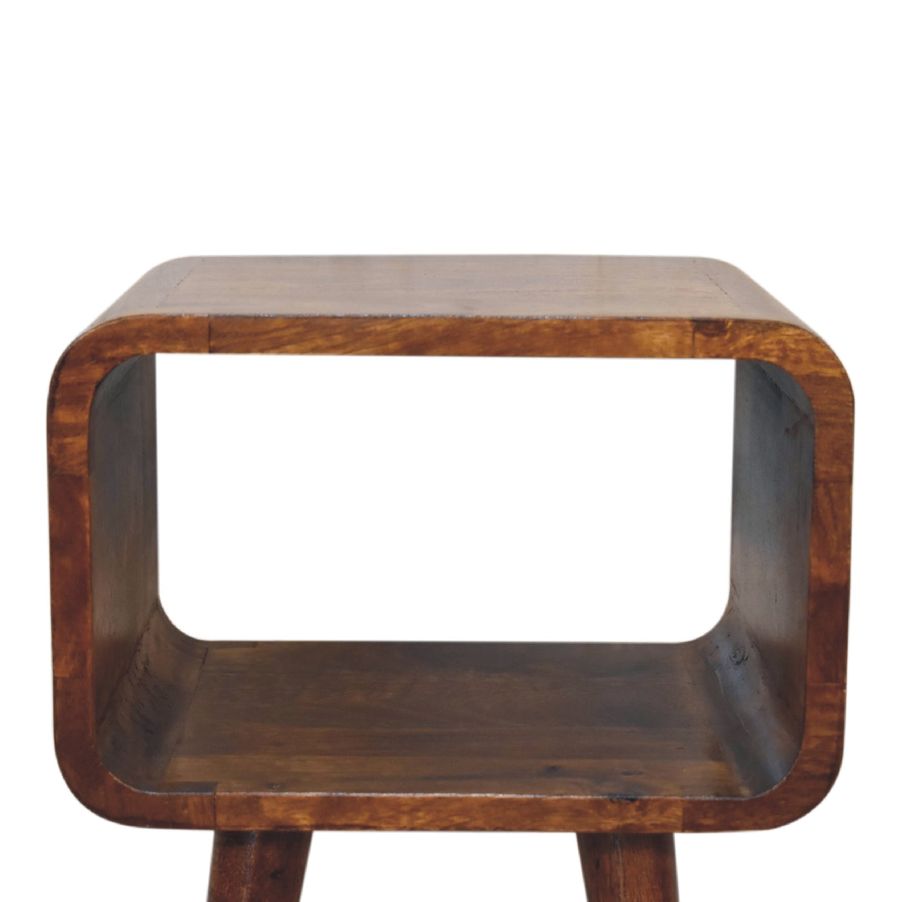 Mini Chestnut Curved Open Nightstand - Solid Mango Wood