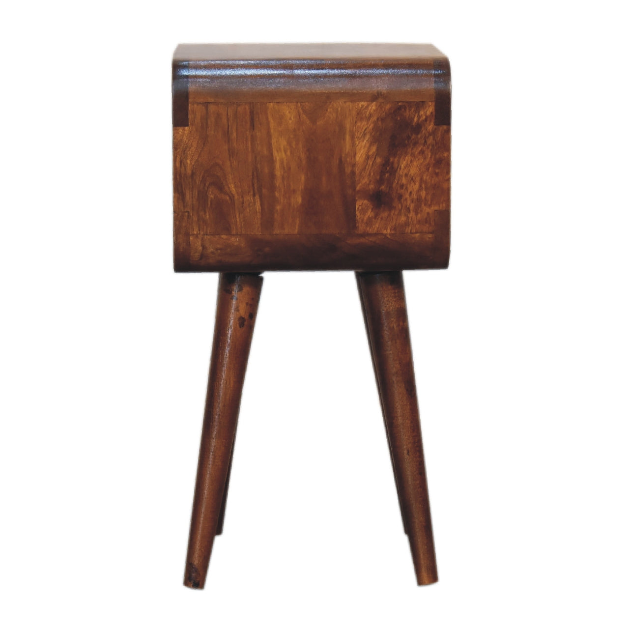 Mini Chestnut Curved Open Nightstand - Solid Mango Wood