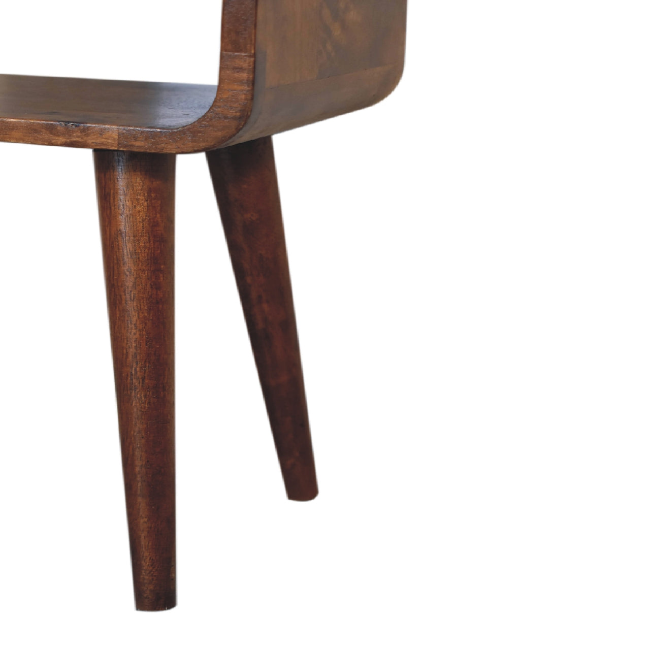 Mini Chestnut Curved Open Nightstand - Solid Mango Wood