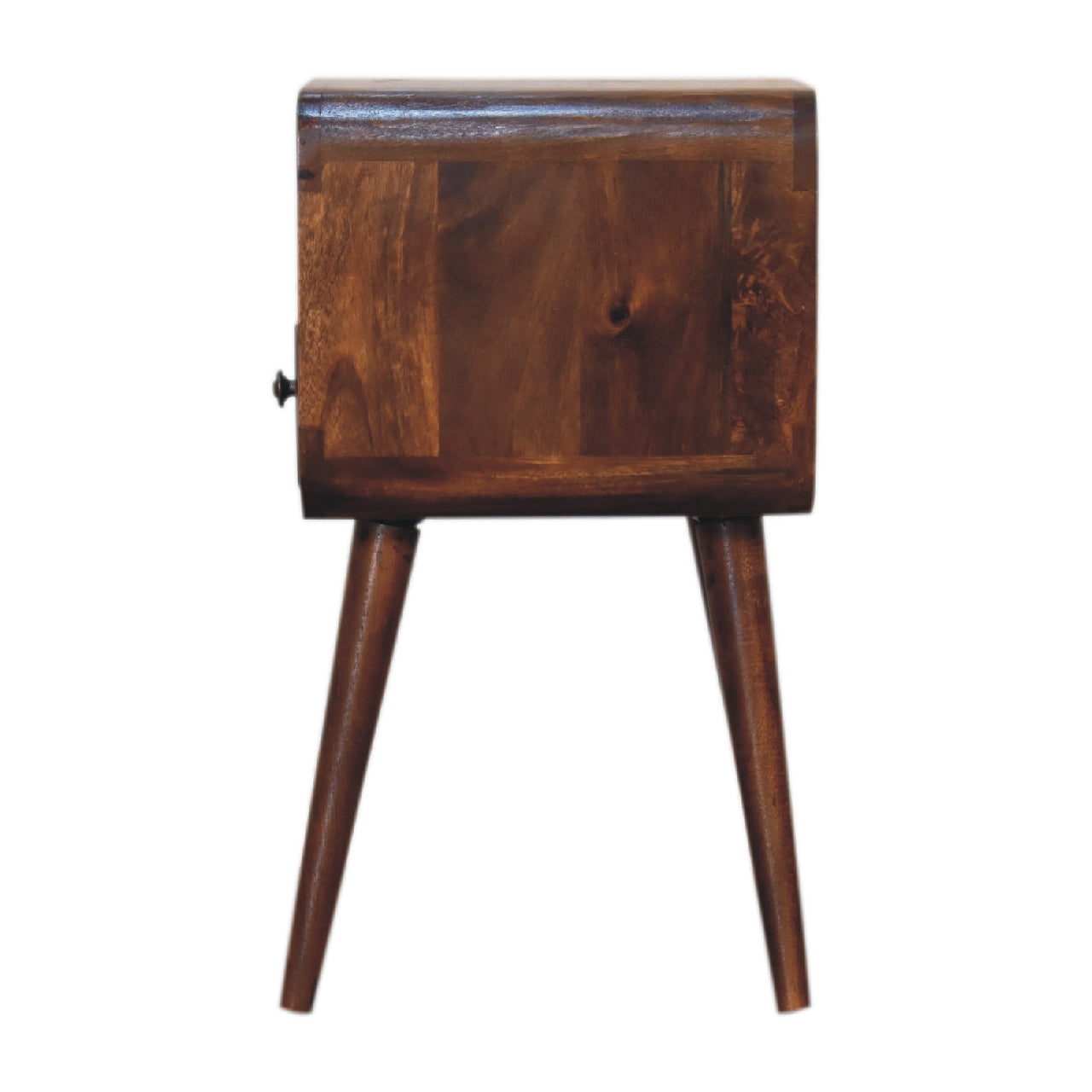 Mini Chestnut Curve Nightstand - Solid Mango Wood Open Slot