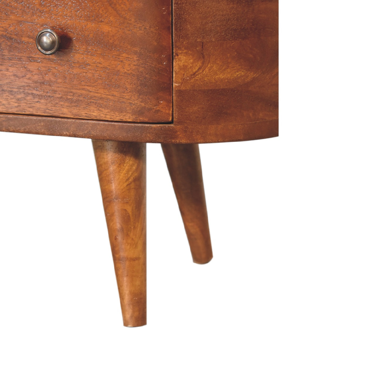 Chestnut Round Coffee Table - Solid Mango Wood with 2 Drawers