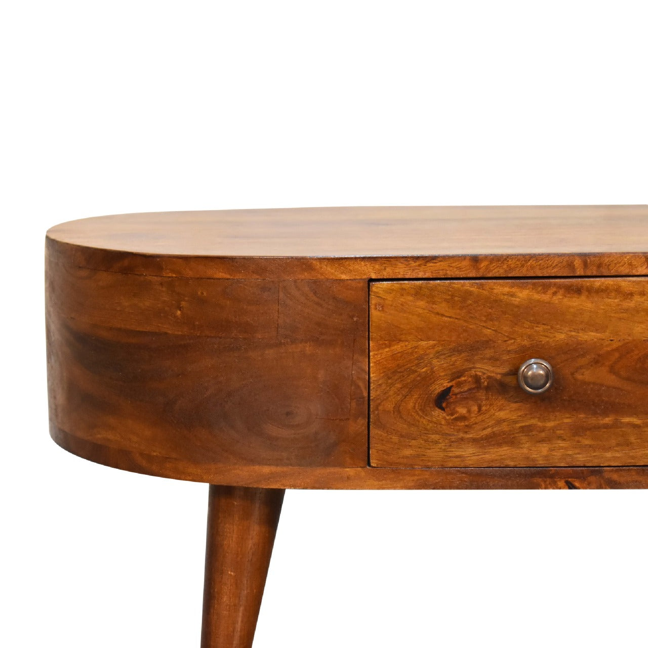 Mini Solid Mango Wood Coffee Table - Chestnut Finish 2 Drawers