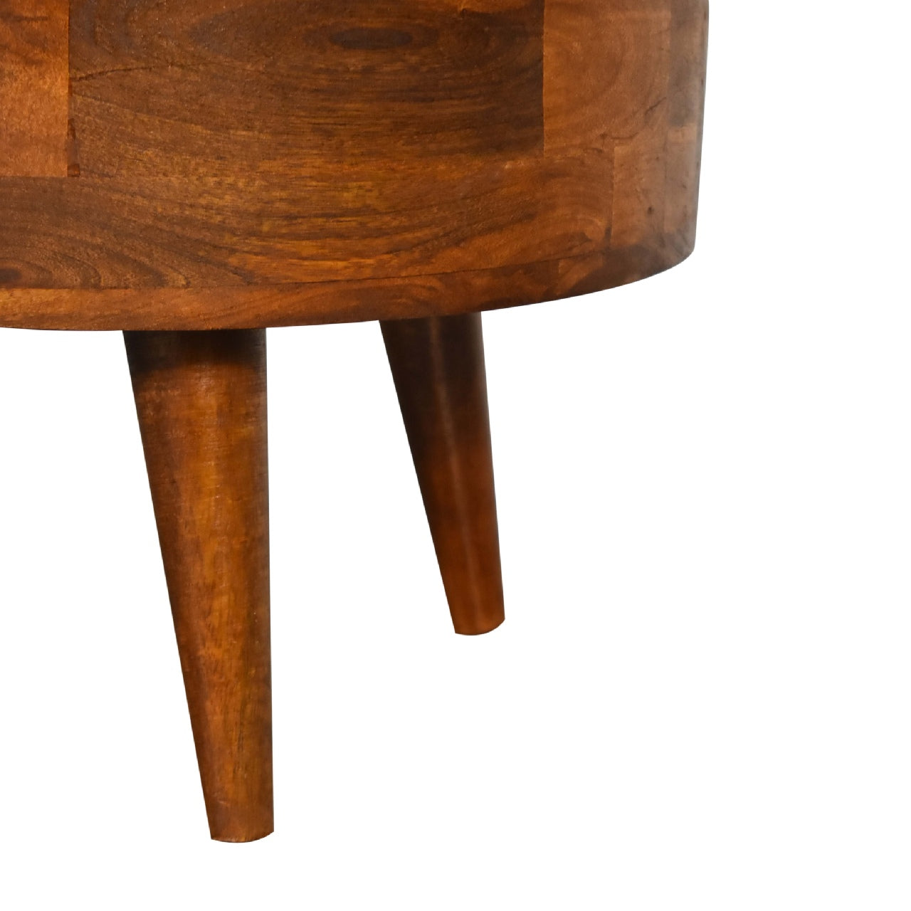 Mini Solid Mango Wood Coffee Table - Chestnut Finish 2 Drawers