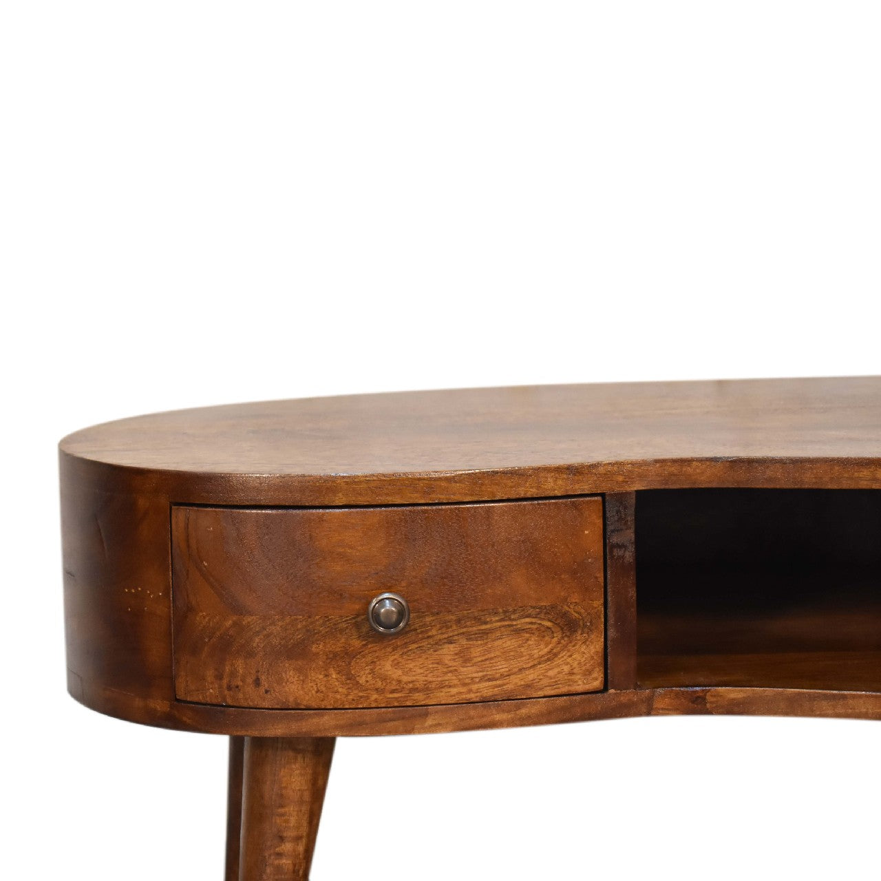 Mini Chestnut Wave Coffee Table - Solid Mango Wood 1-Drawer