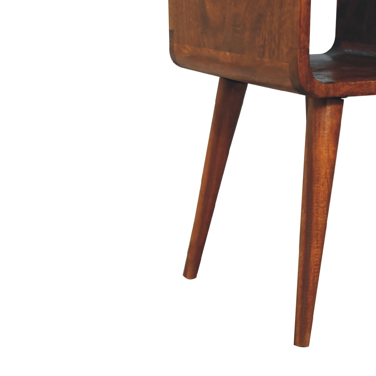 Mini Chestnut Curve Nightstand - Solid Mango Wood with Drawer