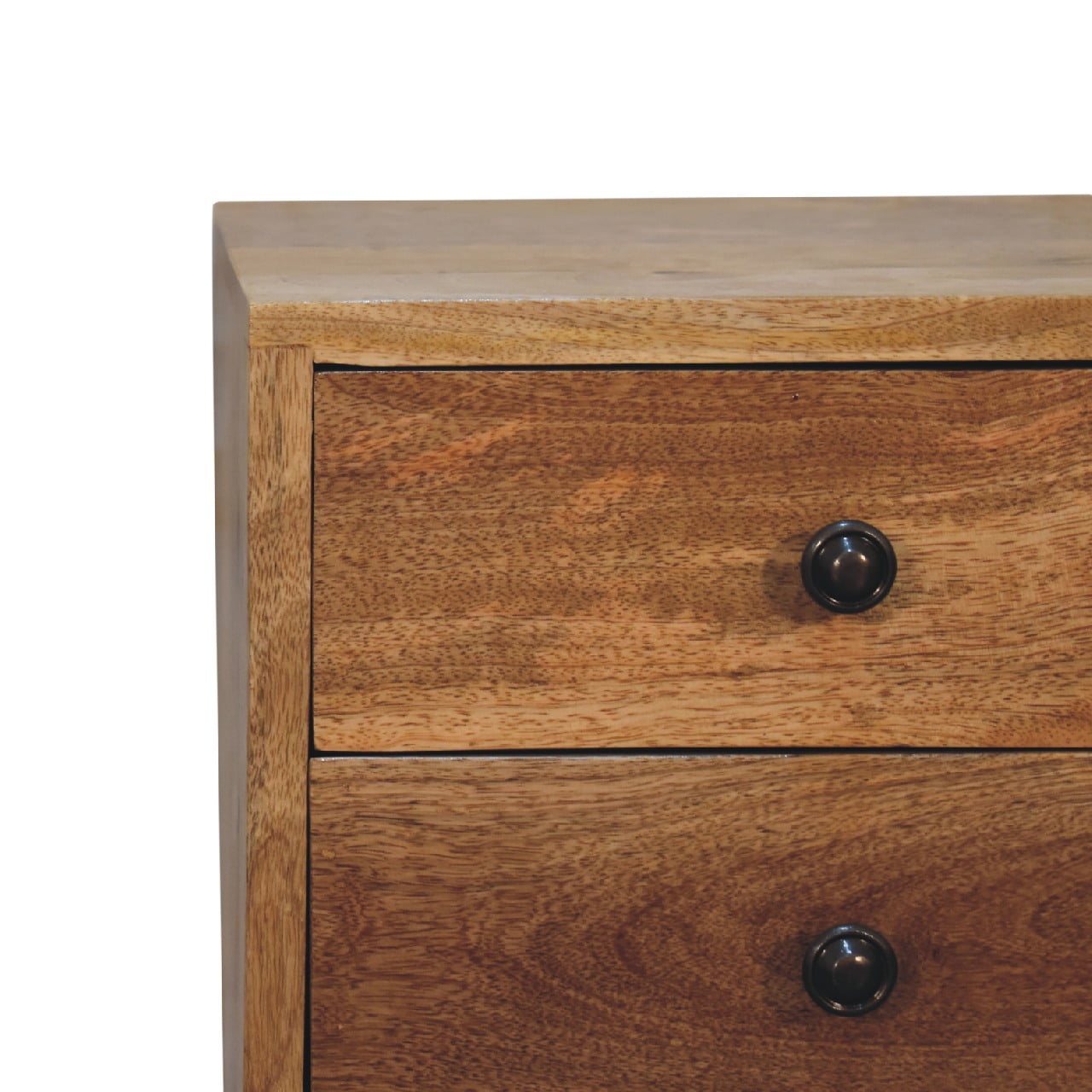 Mini 2-Drawer Solid Mango Wood Nightstand - Oak-ish Finish